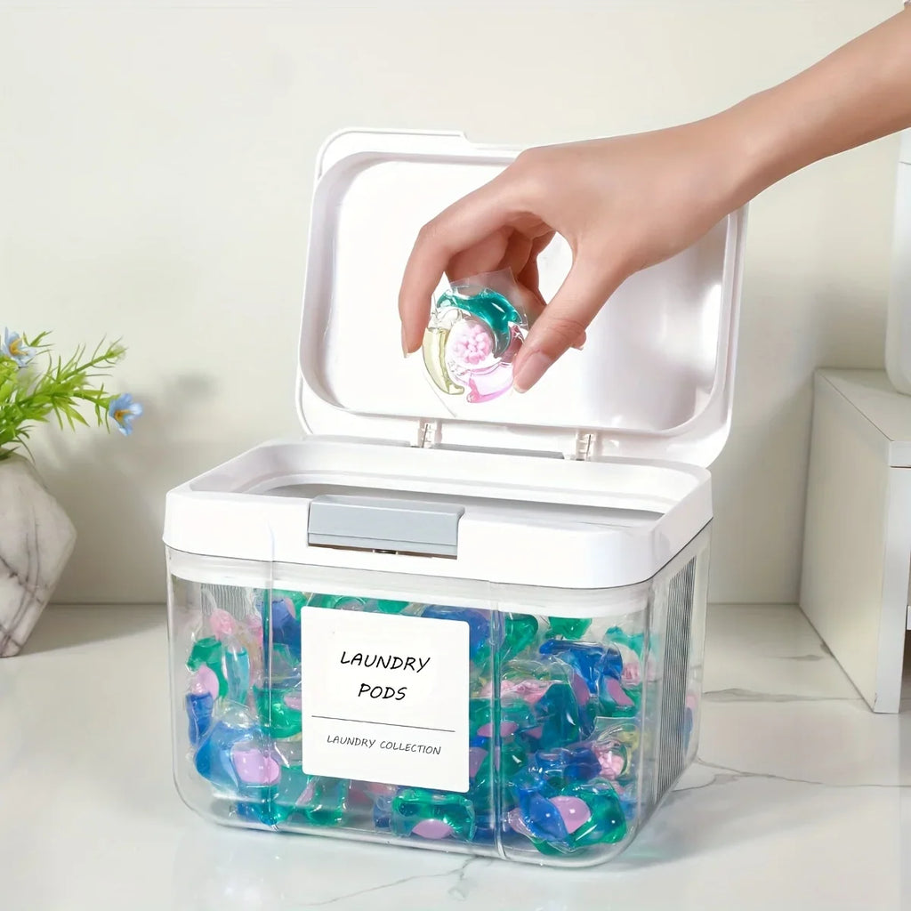 Laundry Pod Storage Box Clear Container & Countertop Organizer