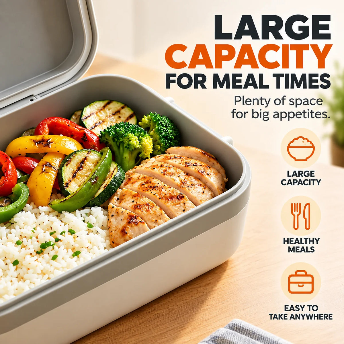 Electric Lunch Box with Wireless Self-Heating