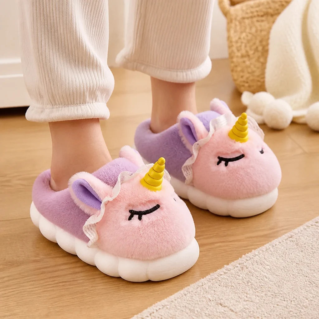 Soft Plush Unicorn Slippers with Non-Slip Sole (Children)