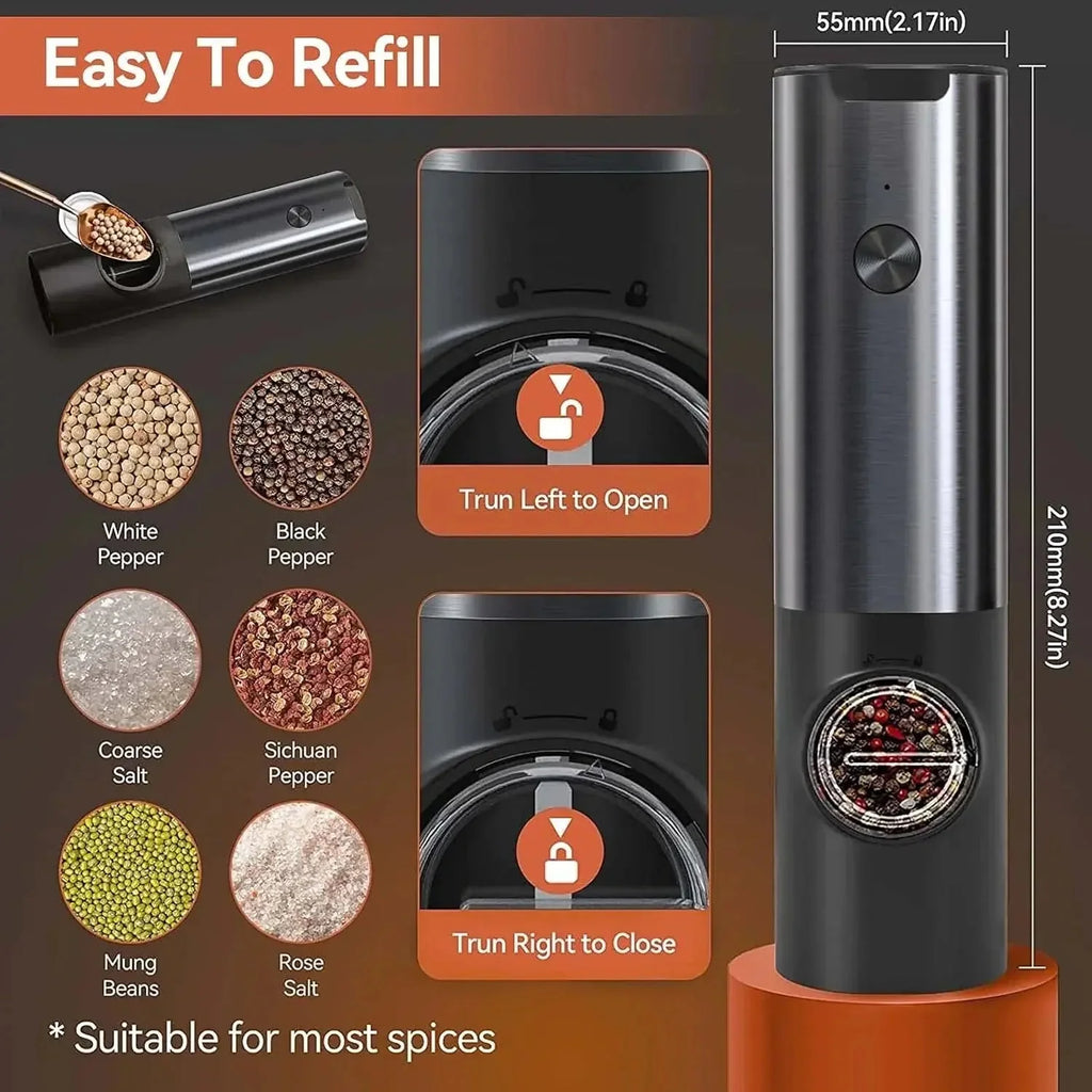 Electric Spice Grinder Set with USB-C Charging Station
