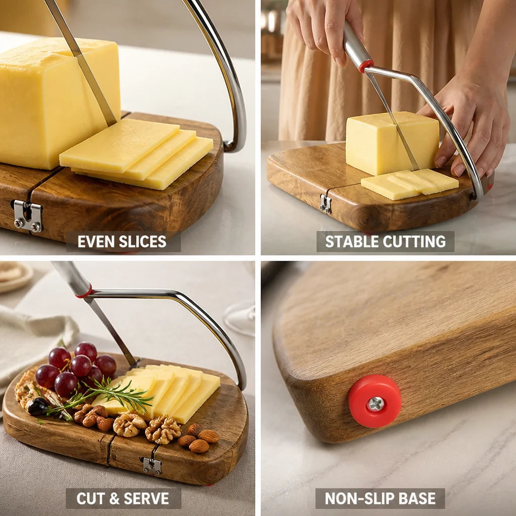 Wire Cutting Board with Non-Slip Cheese Slicer (Serving Board)