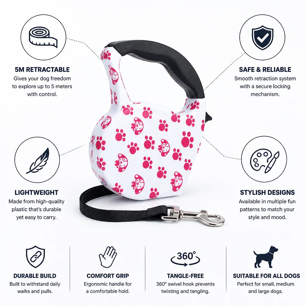 Retractable 5-Meter Lightweight Dog Leash