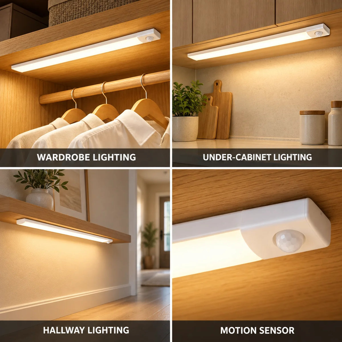 Motion-Controlled Rechargeable Magnetic LED Strip Light (No Drilling)