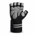 Non-slip Microfiber Padded Wrist Bands Fitness Gloves (Half-finger)