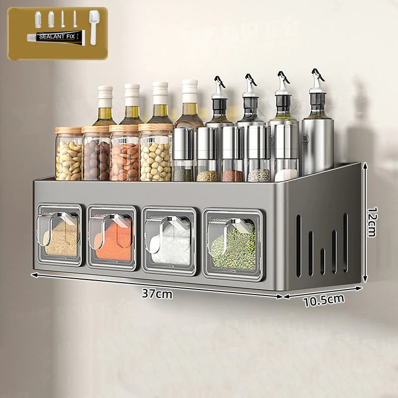 Spice Rack Without Drilling – 3 Transparent Drawers