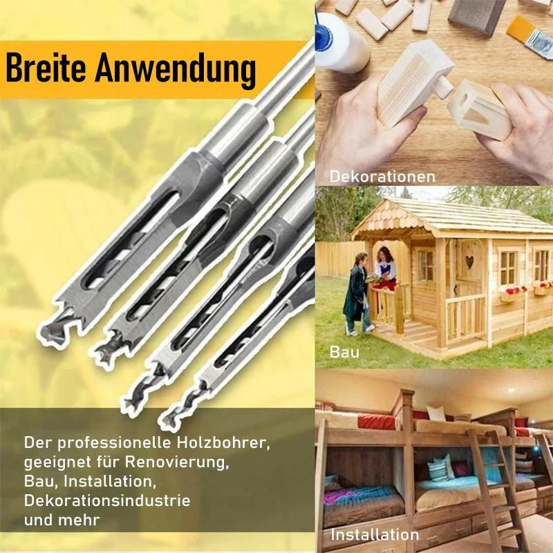 Wood drill bit set for square holes