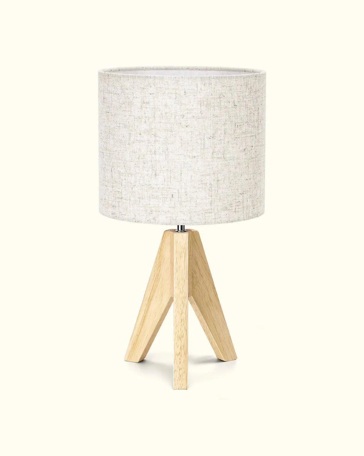 Wooden Table Lamp, Tripod Base, LED Bulb Included