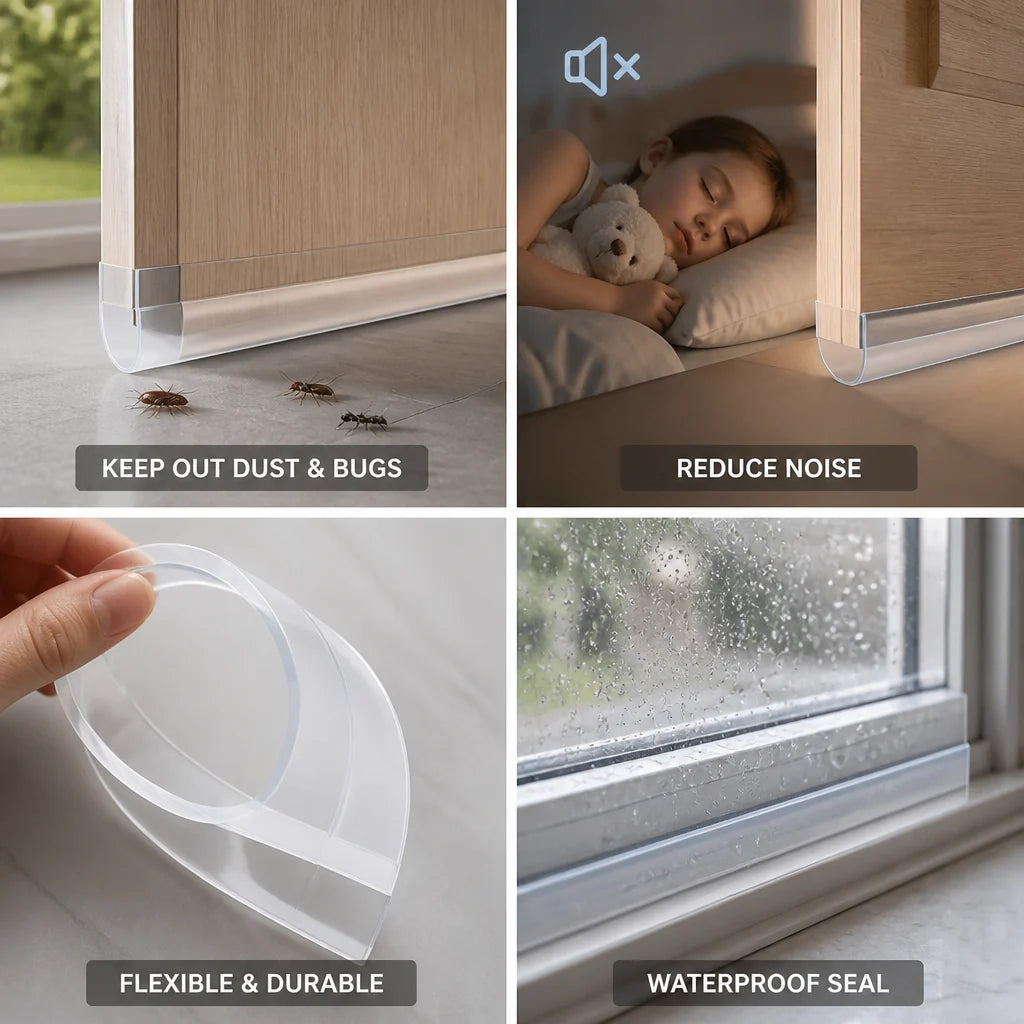 Self-adhesive flexible silicone sealing strip for door drafts (5 m)