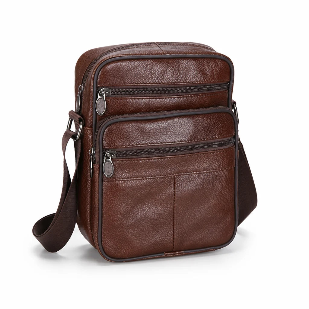Genuine Cowhide Leather Shoulder Bag (Multiple Compartments)
