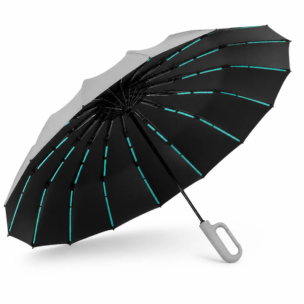 Windproof 16-Spoke Automatic Folding Umbrella