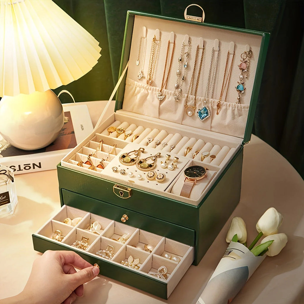 Jewelry Organizer Box Leather Travel Case