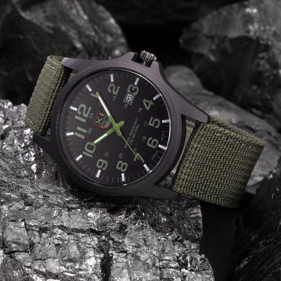 Men's Military Watch 50M Water Resistance Stopwatch Date Display