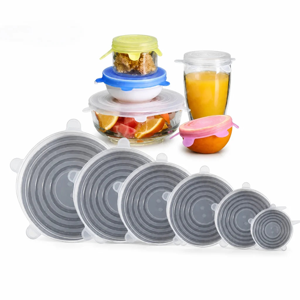 Airtight, Food-Grade Silicone Stretch Lids (Set of 6)