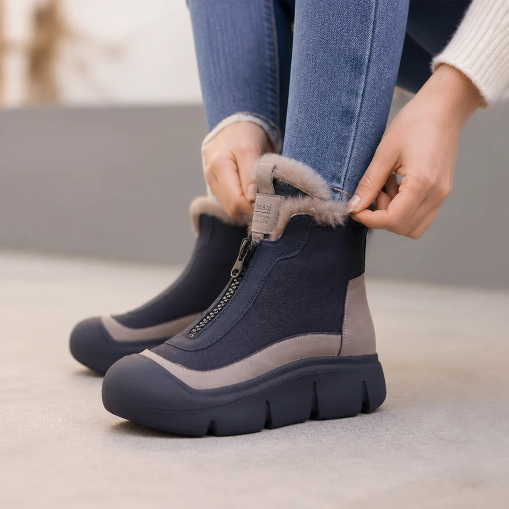 Waterproof insulated snow boots with side zipper