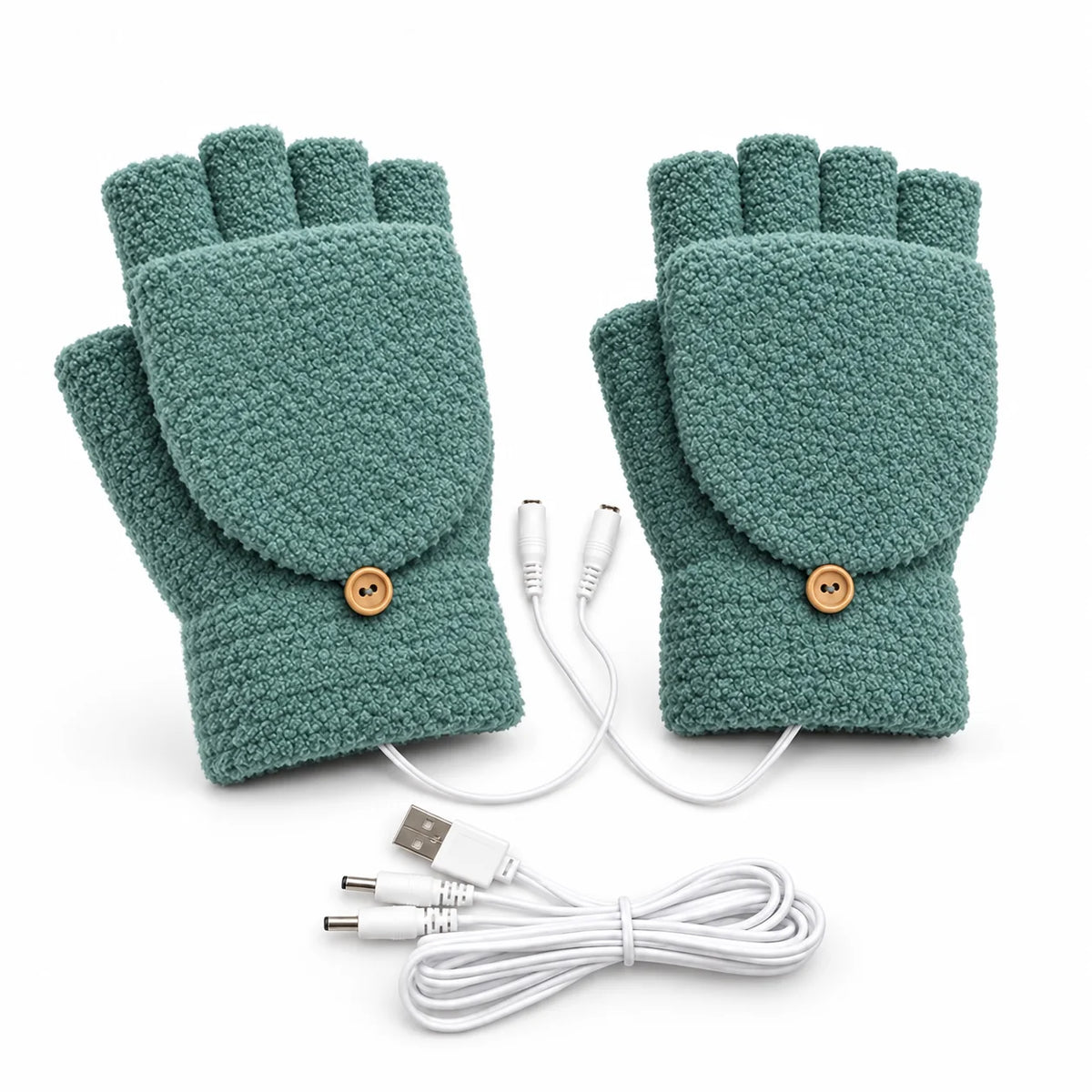 USB-powered adjustable heated fingerless folding gloves