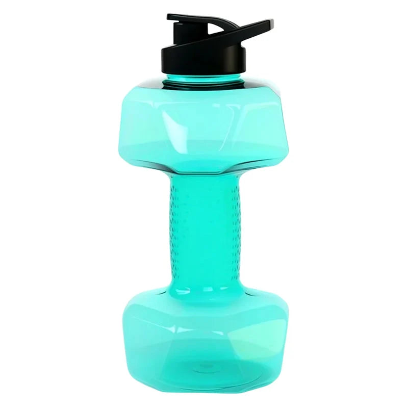 Dumbbell-shaped water bottle BPA-free with flip lid