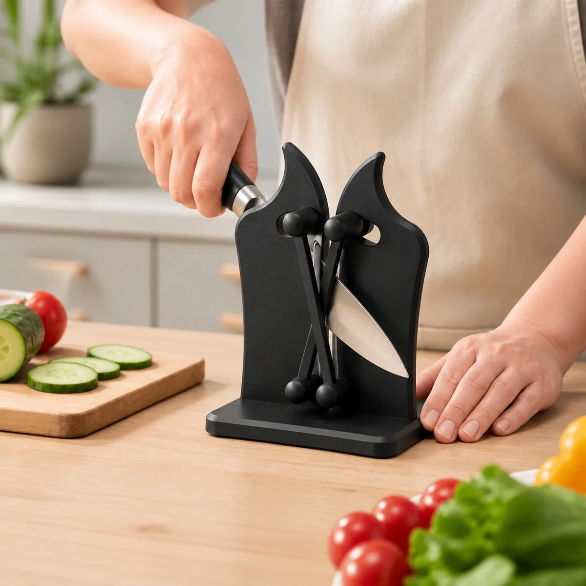 3-stage ergonomic and non-slip knife sharpener