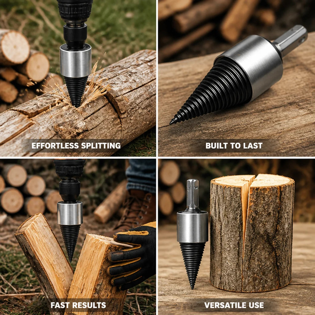 Impact-resistant high carbon steel drill for splitting firewood (32 mm)