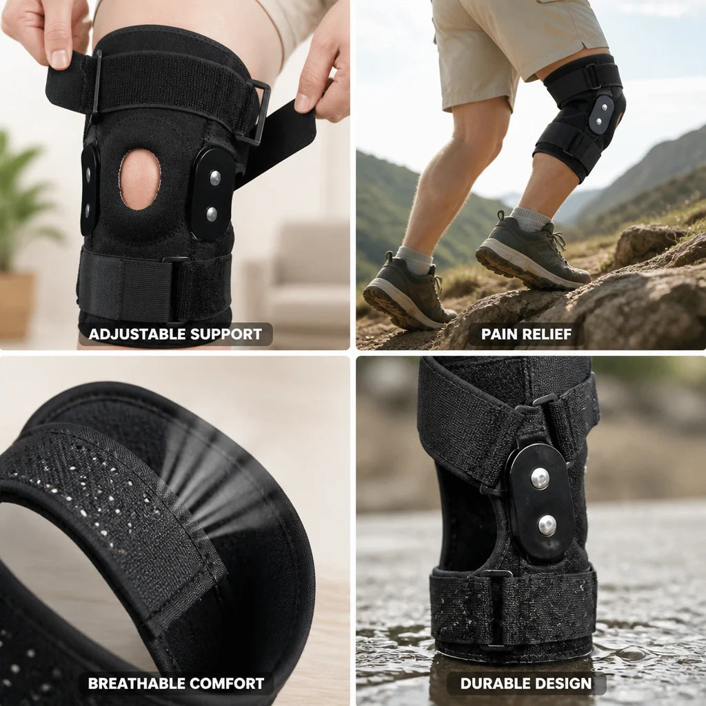 Knee Brace Hinged Stabilizer & Adjustable Patella Strap