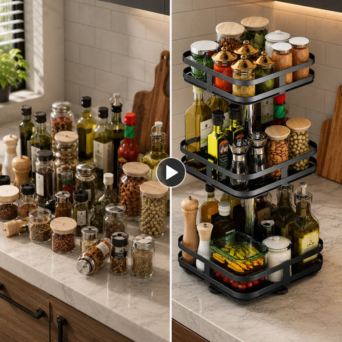 3-tier rotating metal spice rack
