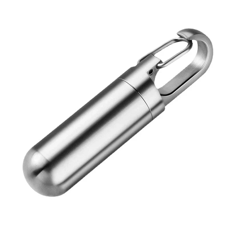 Stainless Steel Waterproof and Airtight Pill Case Keychain