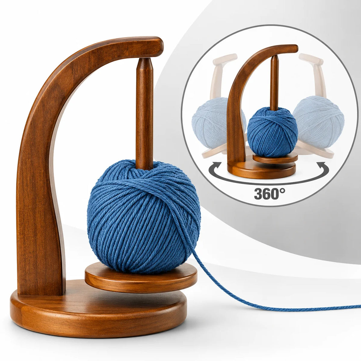 YarnMaster Wooden Yarn Winder with 360° Rotation Function