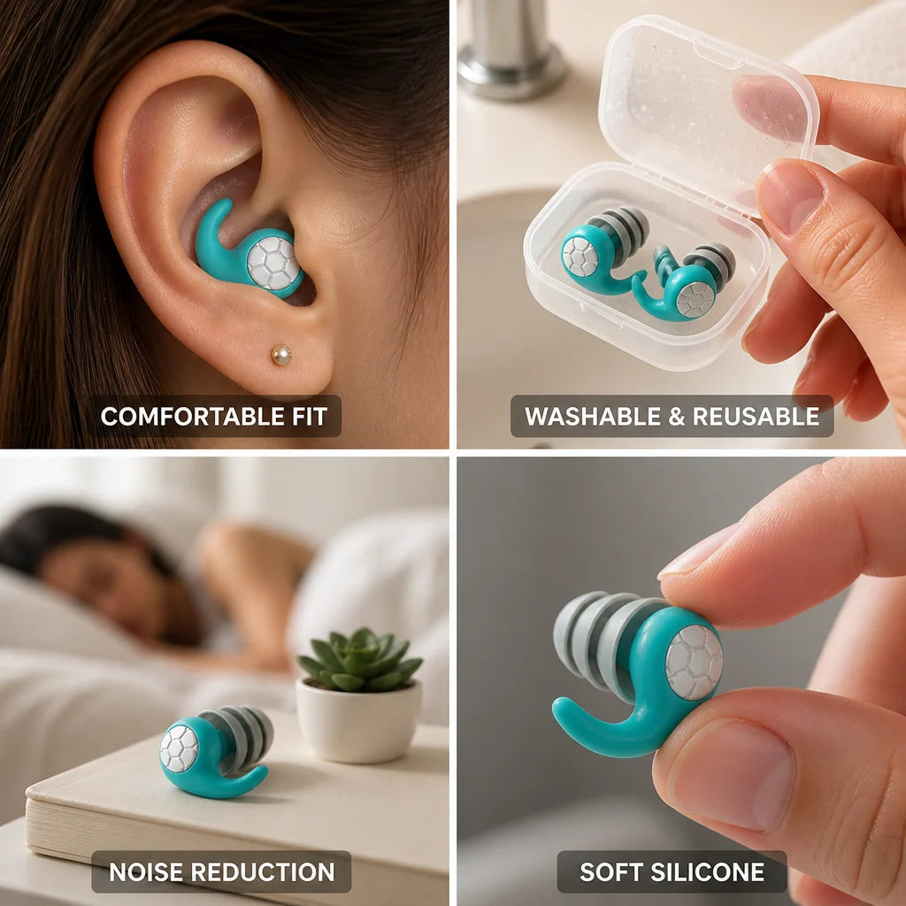 Earplugs Reusable Silicone Noise Reduction