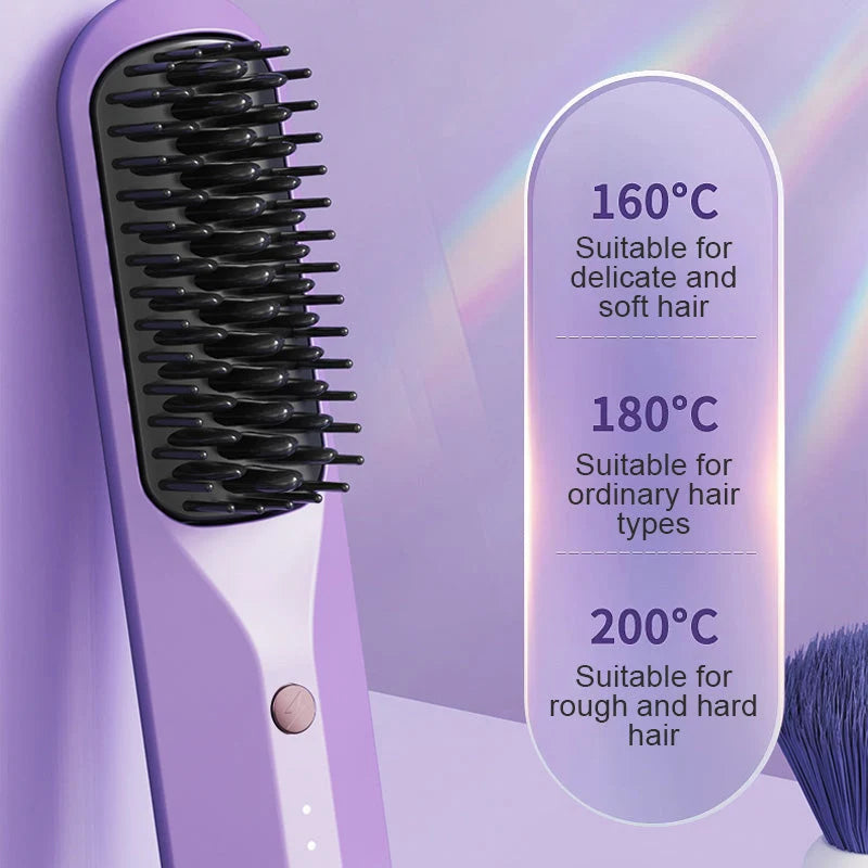 Cordless Hair Straightening Comb with Negative Ions
