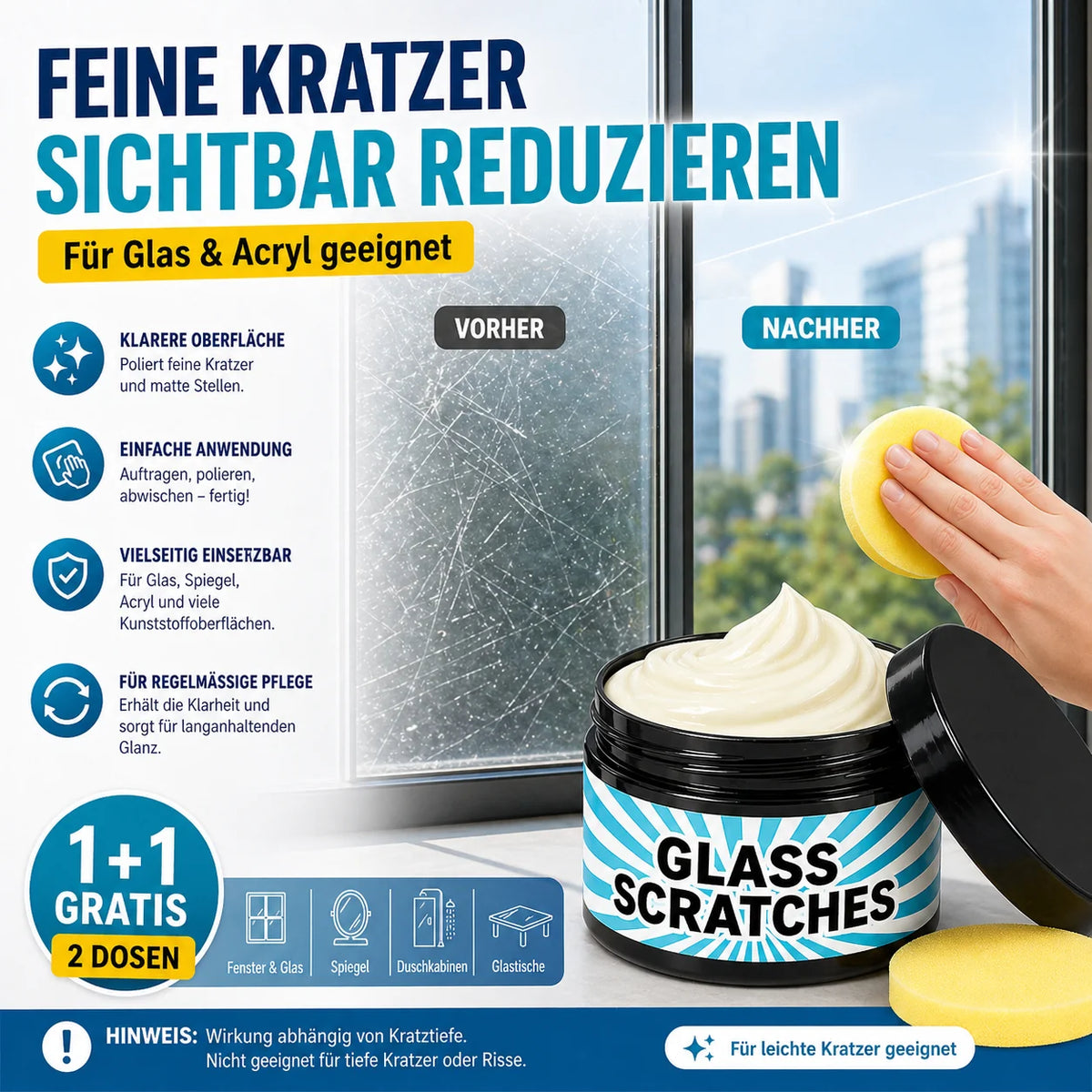 Glass & Acrylic Polishing Cream for Light Signs of Use