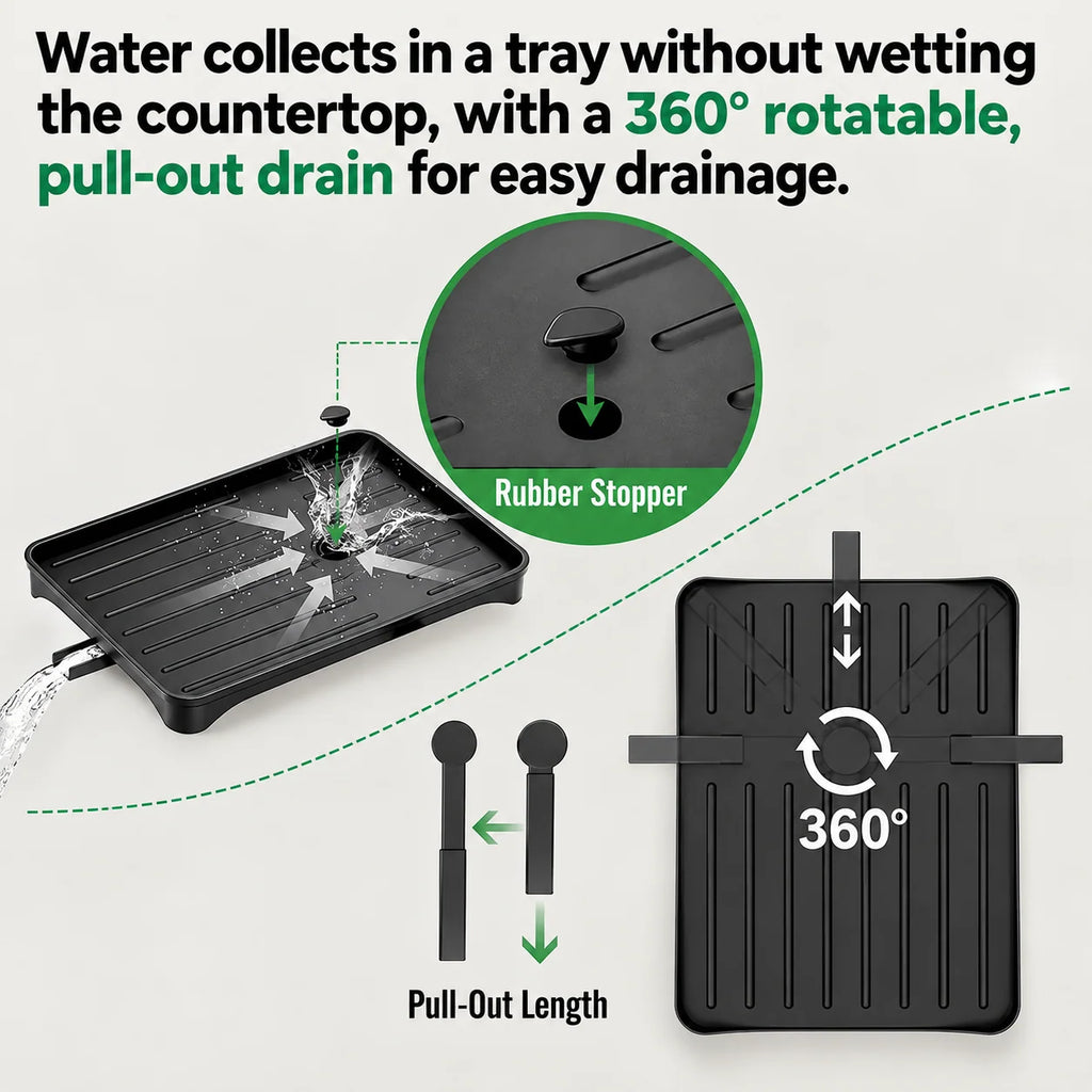 Dish Rack Stainless Steel Rotating Drain