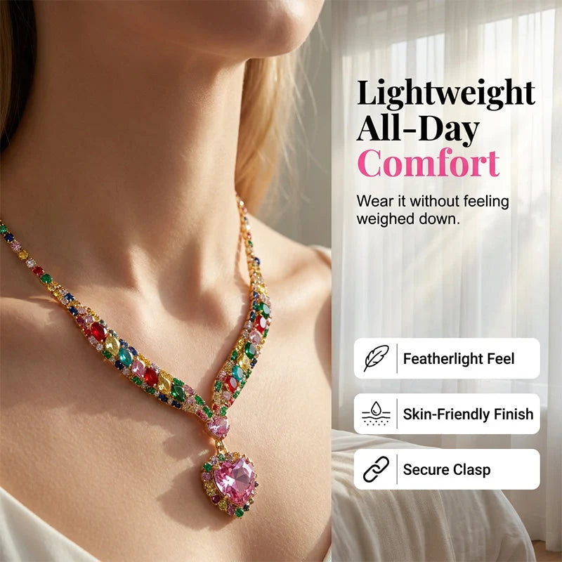 Heart jewelry set with necklace and earrings