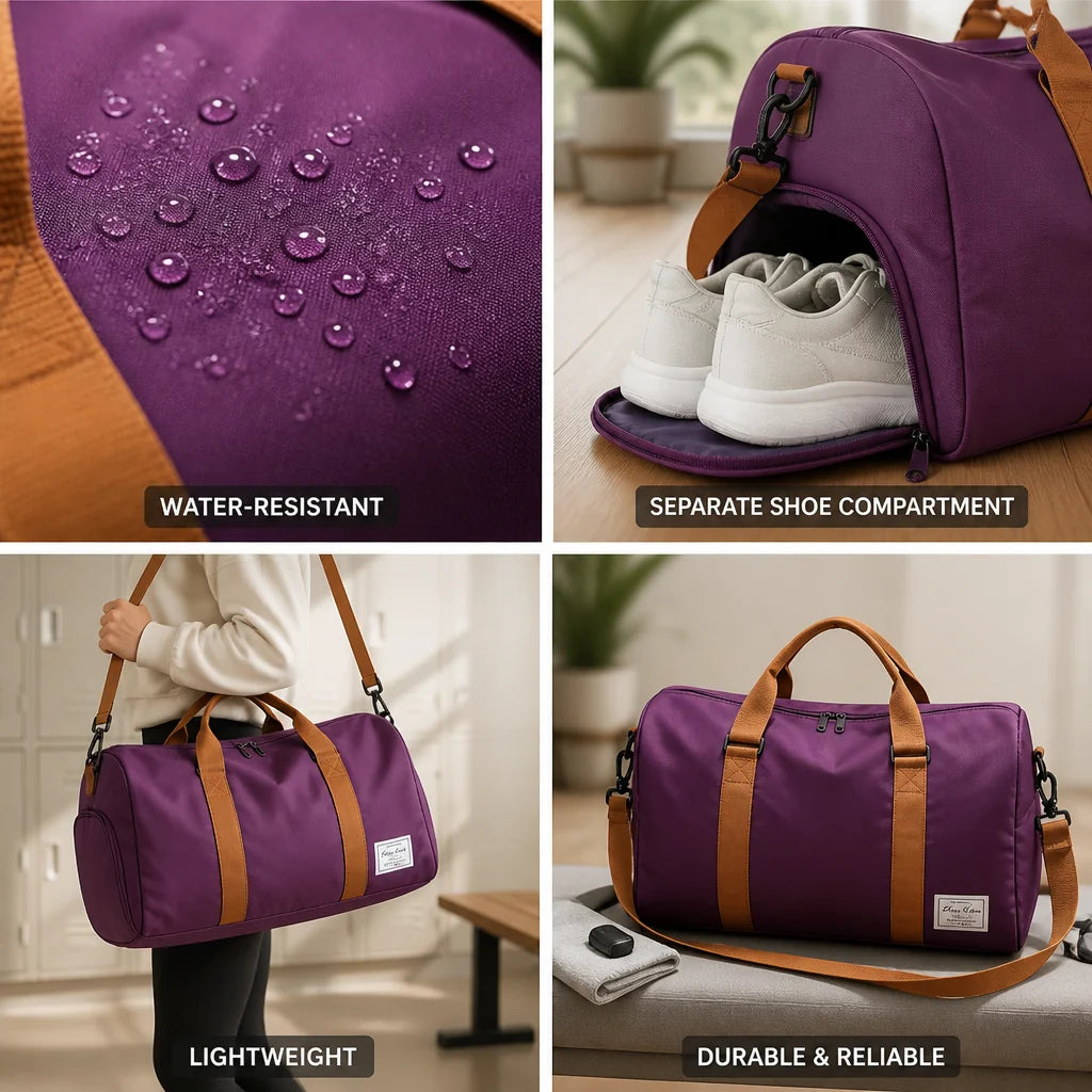 Water-resistant & lightweight Oxford travel bag (side shoe compartment)