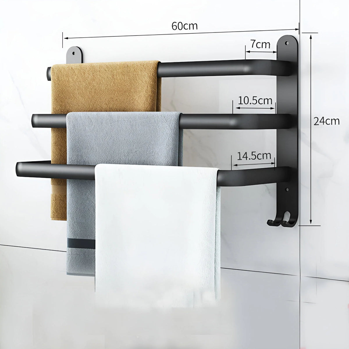 Wall Mounted Towel Rack 3 Tier No Drill