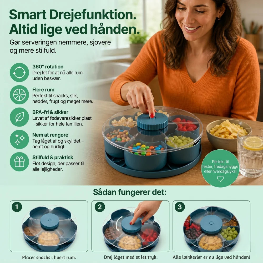 ServeSpin Turntable Tray with Compartments