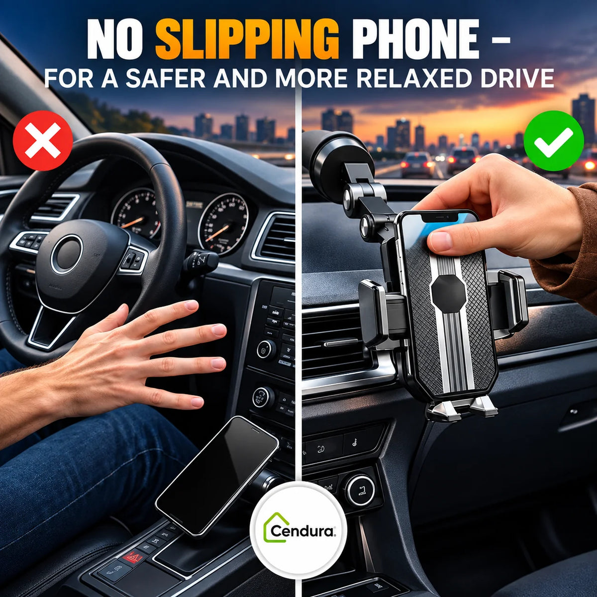 Car Phone Holder with Suction Cup & 360° Rotation