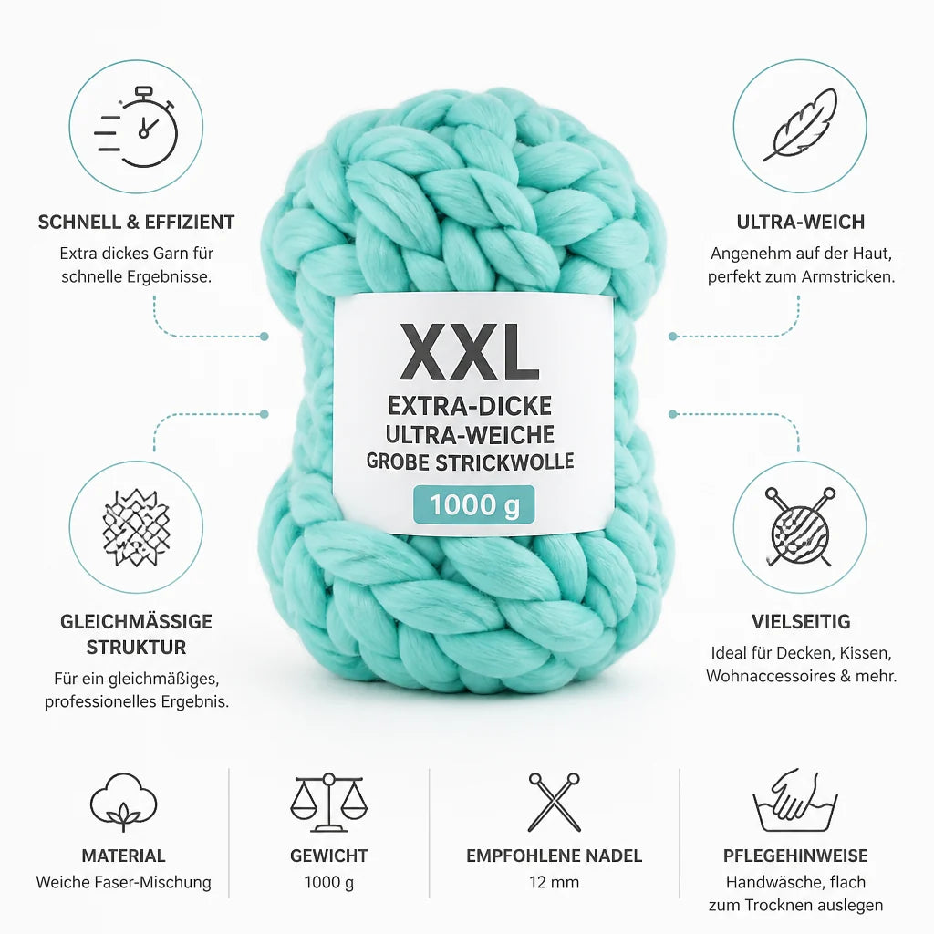 XXL Extra Thick Ultra Soft Chunky Knitting Wool (1000 g)