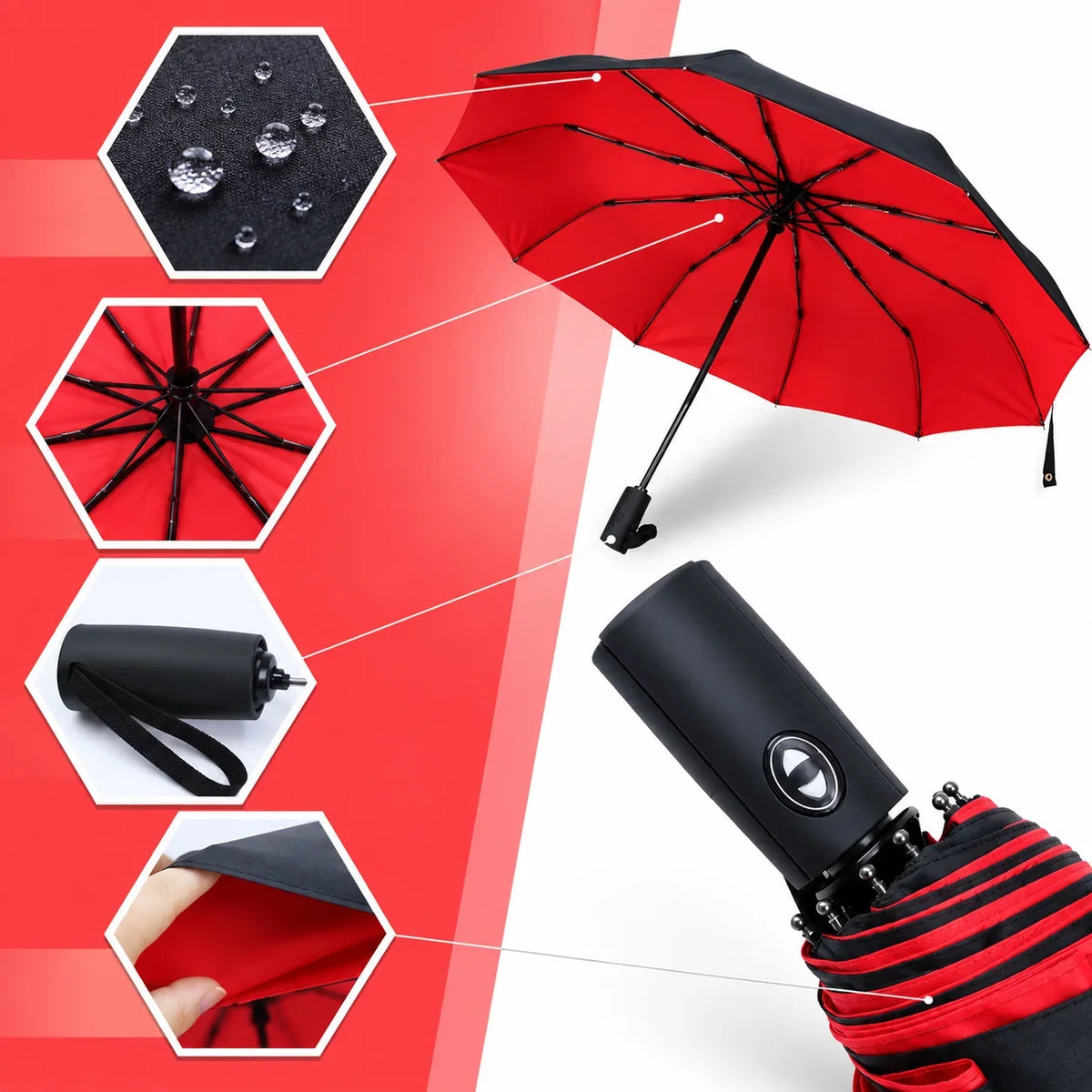 Travel Umbrella Windproof Aluminum Frame (12.6 in Folded)
