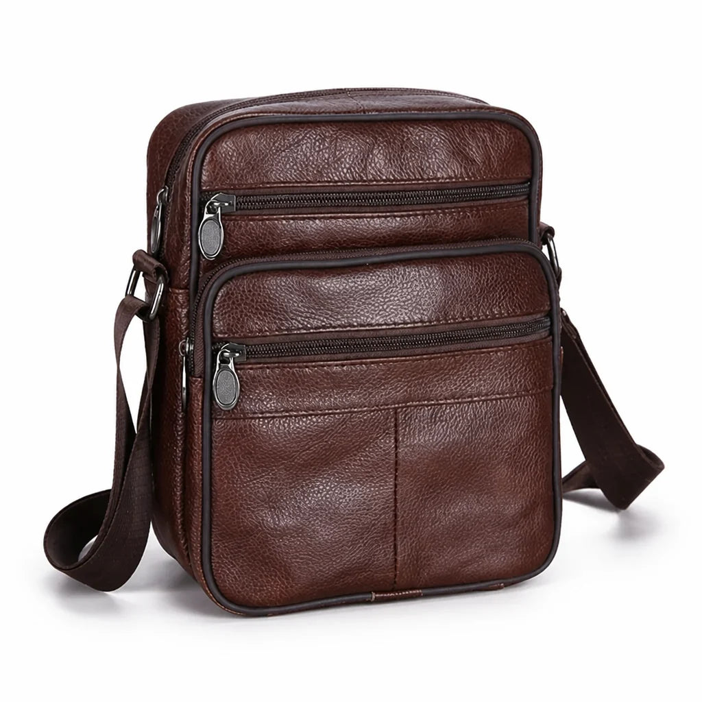 Genuine Cowhide Leather Shoulder Bag (Multiple Compartments)