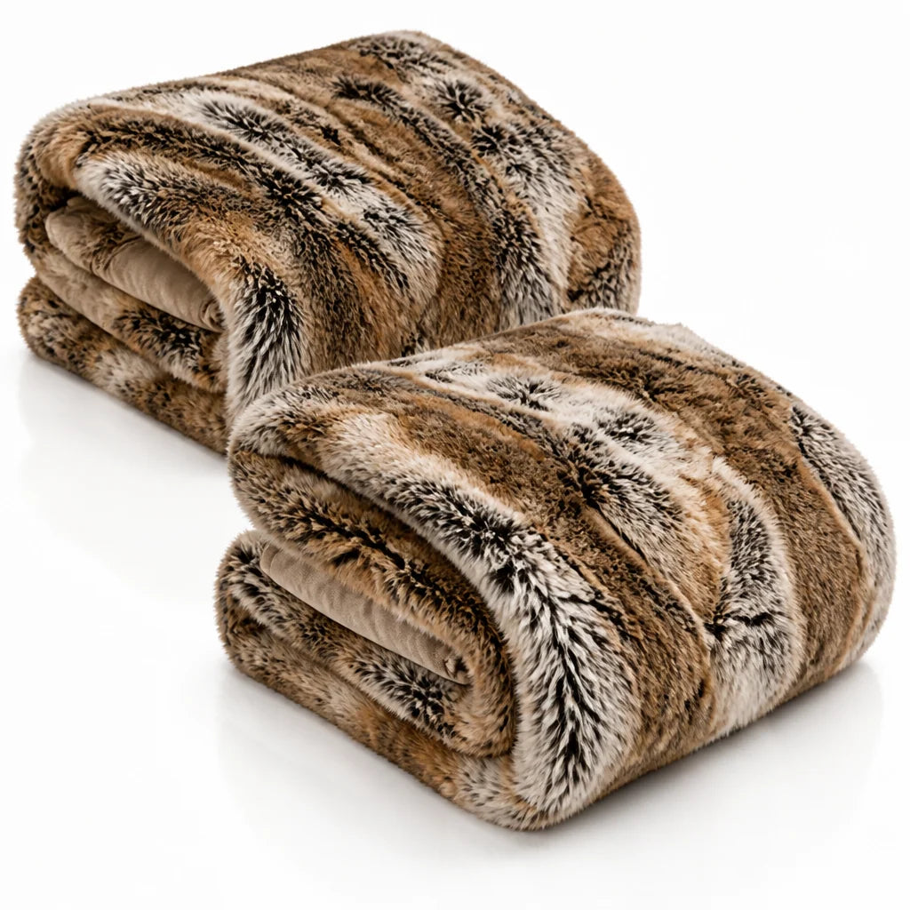 Faux Fur Throw Plush Blanket Machine Washable