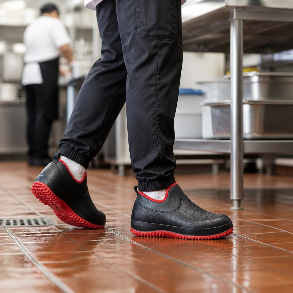 Waterproof and Slip-Resistant Slip-On Work Shoes (Deep Tread Sole)