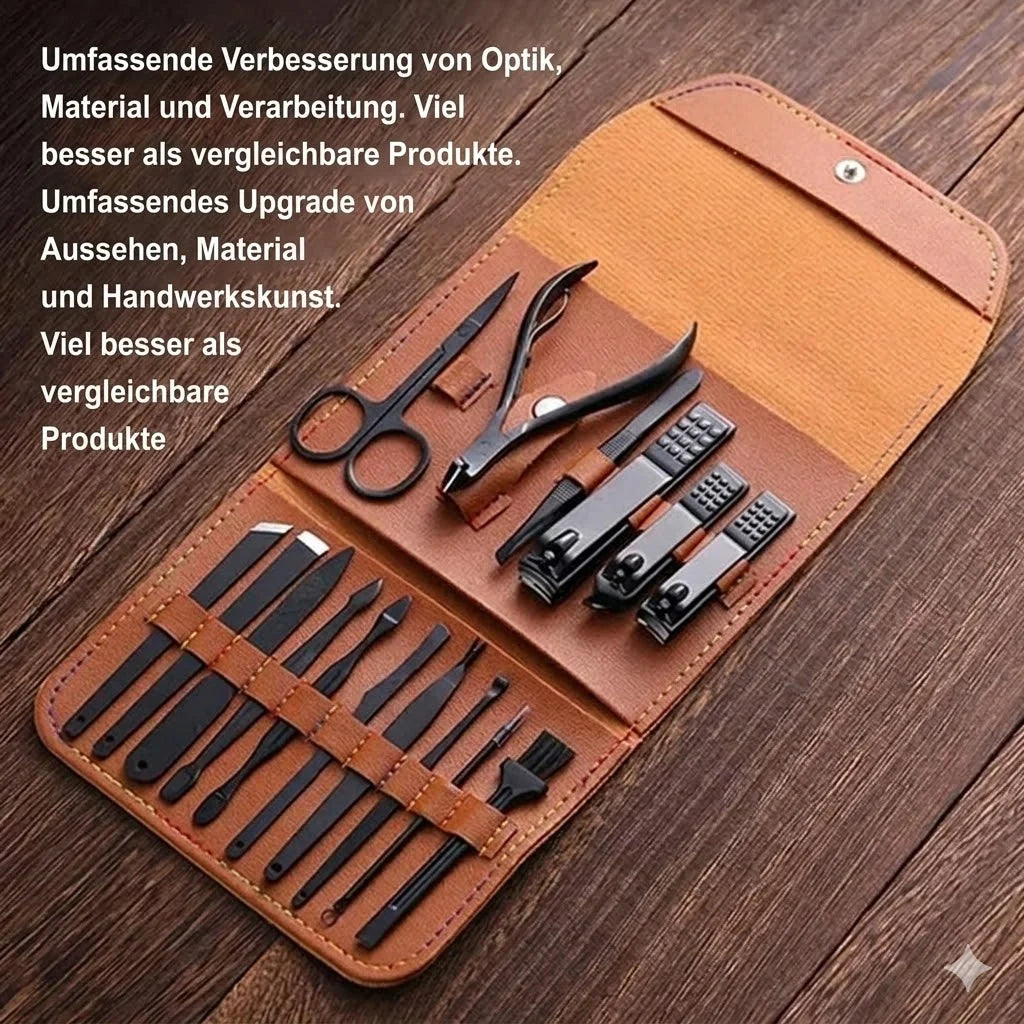 16-piece manicure set with leather case