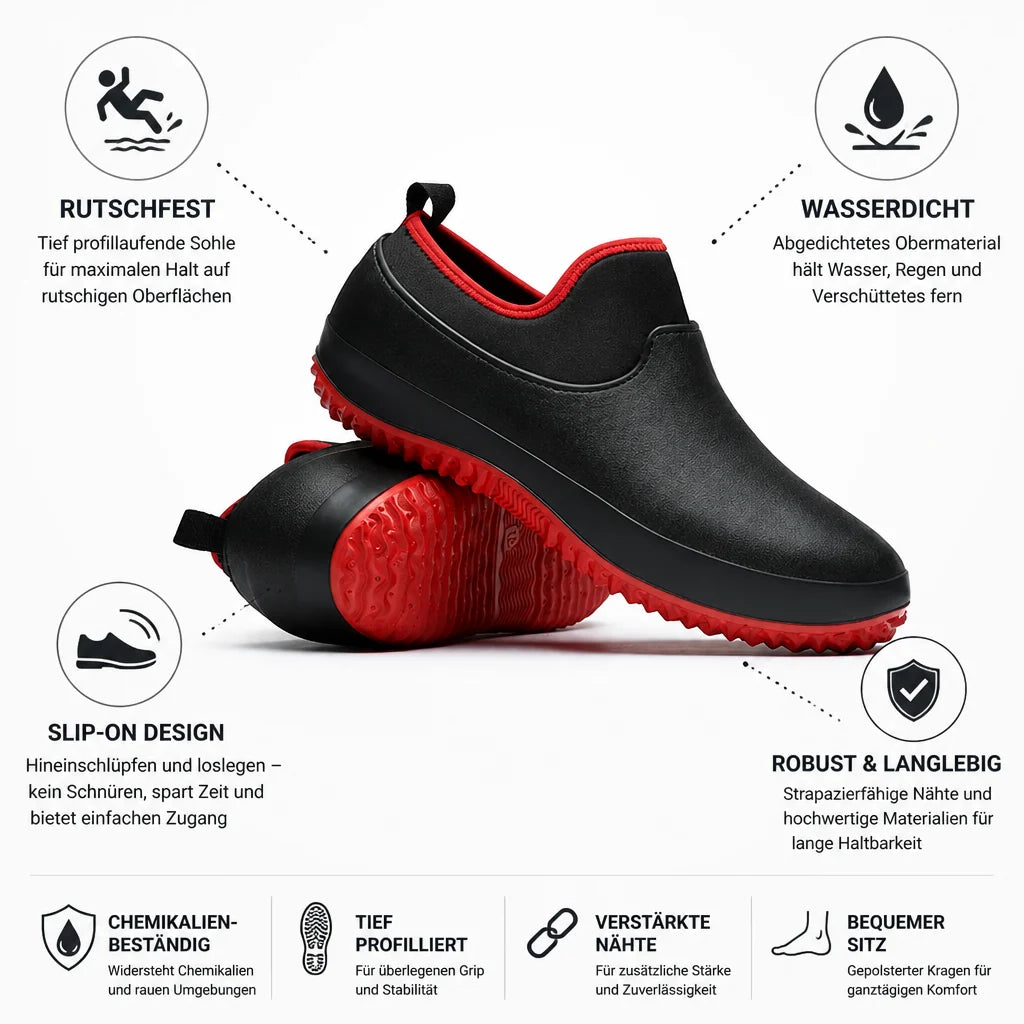 Waterproof and Slip-Resistant Slip-On Work Shoes (Deep Tread Sole)
