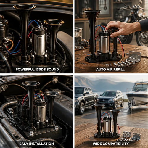 130dB Dual-Tone Air Horn with Compressor (12V)