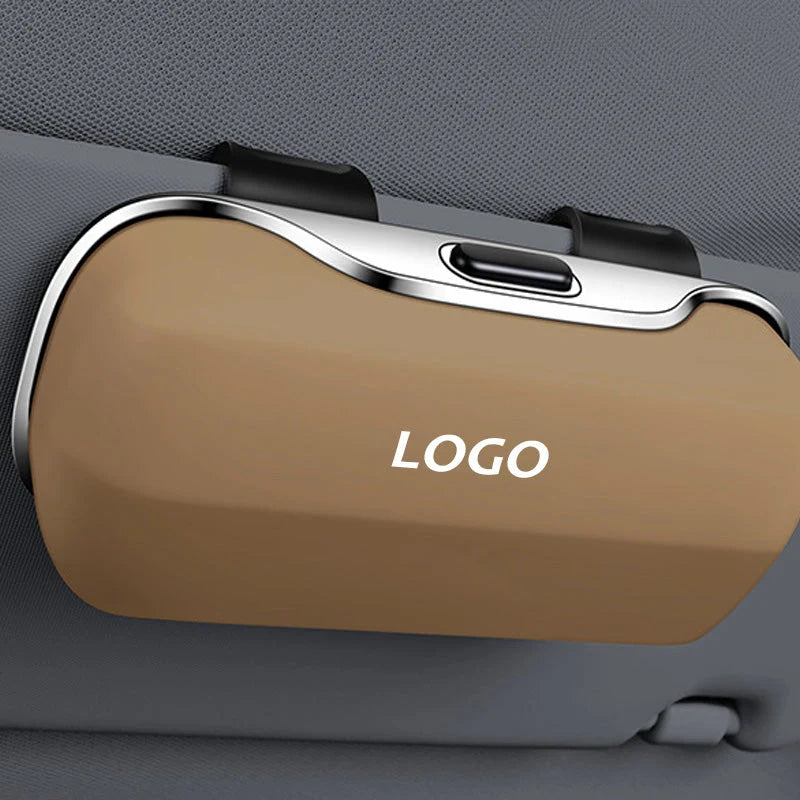 Car sunglasses case with sun visor clip