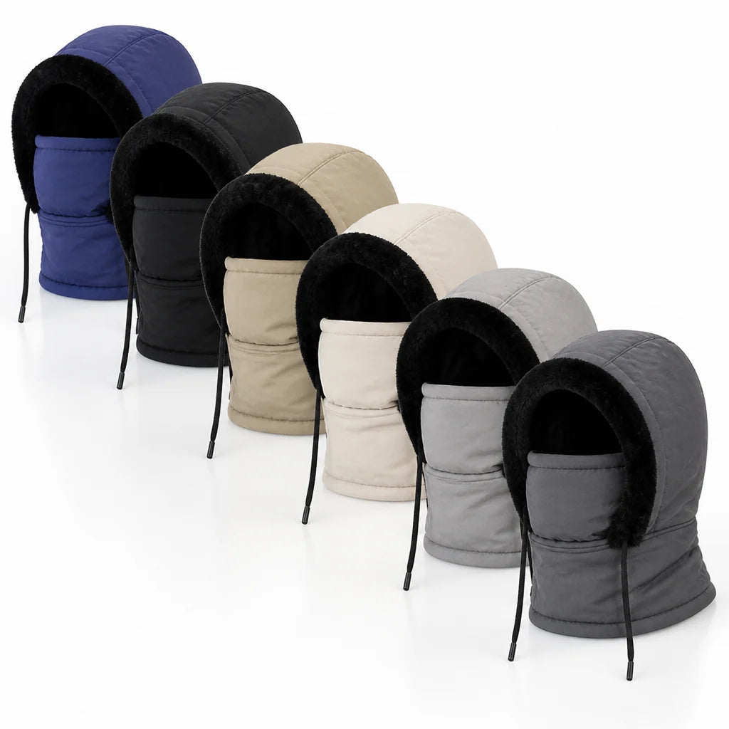 Plush-lined windproof balaclava (integrated face mask)