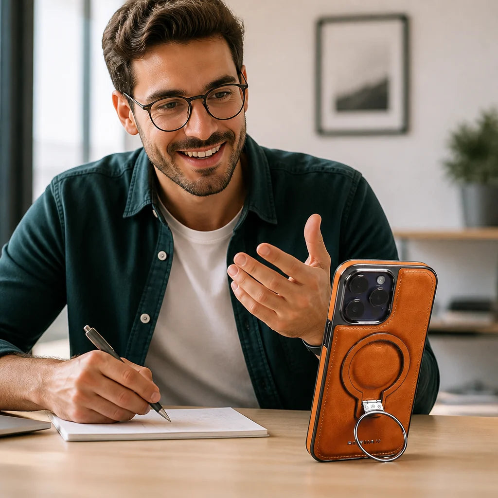 Leather Folding Stand Phone Case (9H Camera Protection)