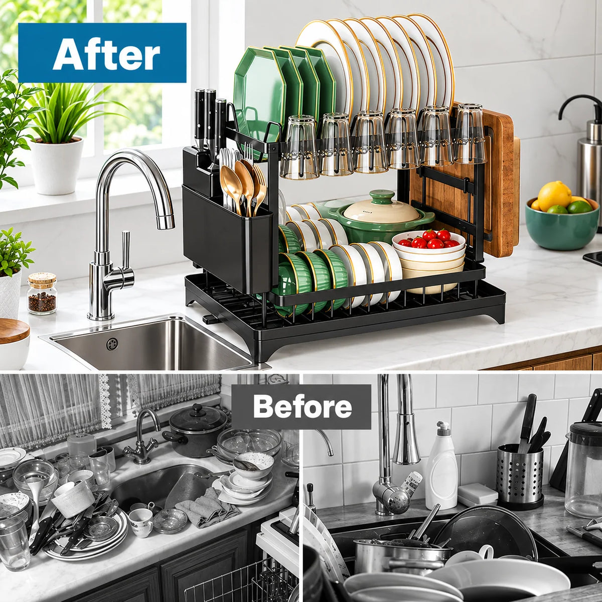 Dish Rack Stainless Steel Rotating Drain