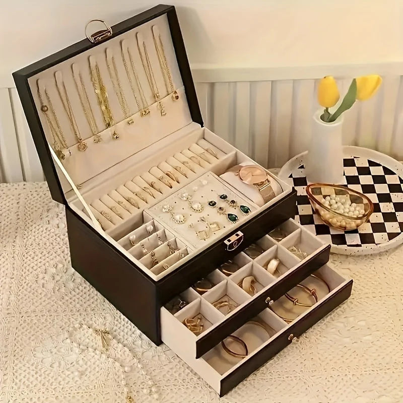 Jewelry Organizer Box Leather Travel Case