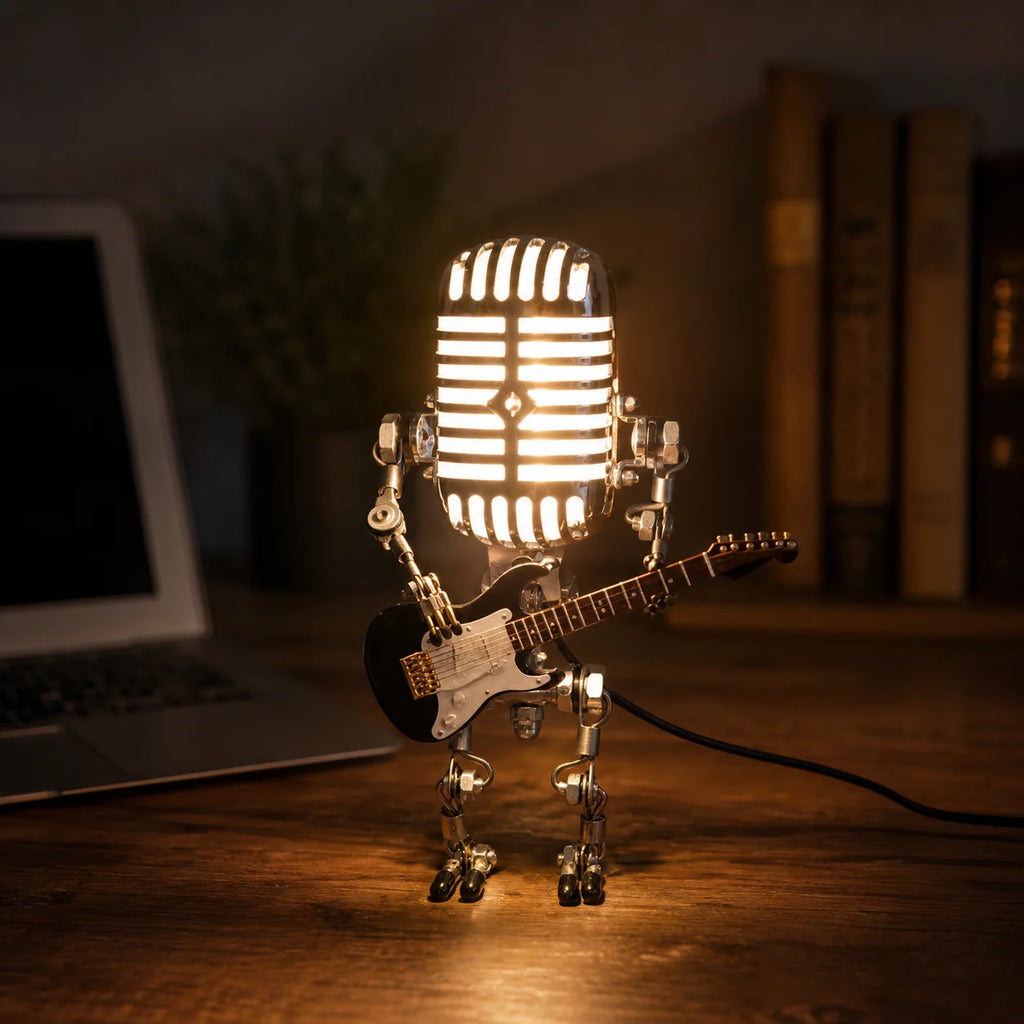 Robot desk lamp with adjustable LED light