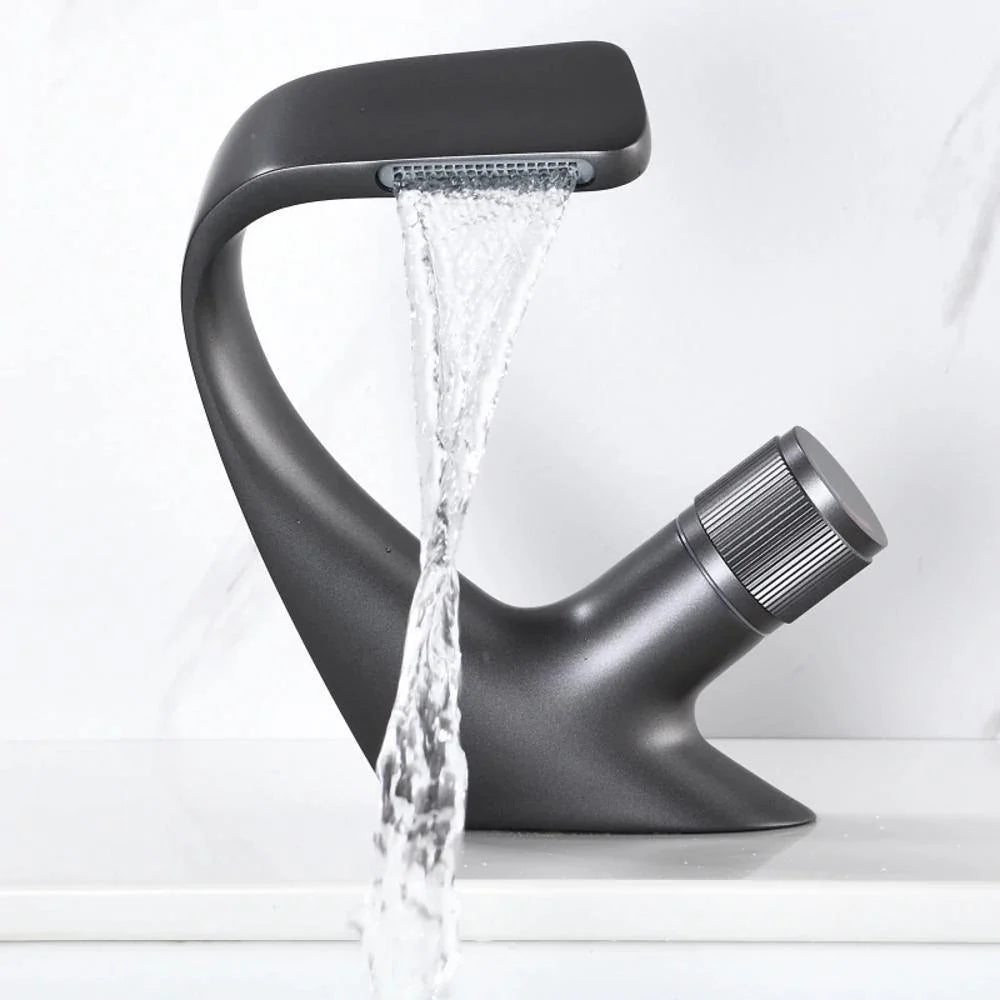 Bathroom Sink Faucet Waterfall Sink Spout Solid Brass